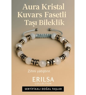 Sertifikalı Aura Kristal Fasetli Kuvars Taşı Bileklik 6x6 mm – Zihni Yatıştıran Arınma Taşı (Çok Renkli)