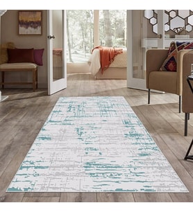 Yeşil Eskitme Desen Yıkanabilir Kaymaz Taban Leke Tutmaz Modern Salon Halısı ve Yolluk