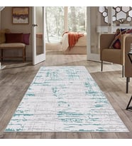 Yeşil Eskitme Desen Yıkanabilir Kaymaz Taban Leke Tutmaz Modern Salon Halısı ve Yolluk