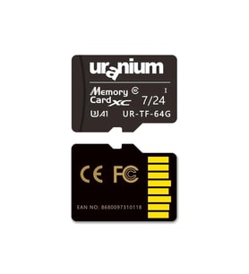 64GB Uranium UR-TF-64G Micro SD Kart U3 7/24 Güvenlik Kamerası Hafıza Kartı 100/40MB/s