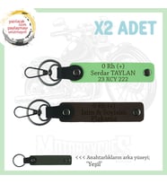 Hız Severlere İsim Plaka ve 0 Rh (+) Kan Grubu Yazılı x2 Motorcu Anahtarlık, K Kahve-F Yeşil-Ysl (Çok Renkli)