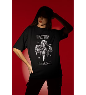 Tasarım Led Zeppelin Rock Metal Müzik Grubu Baskılı Unisex Oversize Tişört