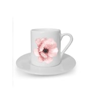 Pembe Çiçek Baskılı Beyaz Türk Kahvesi Fincanı