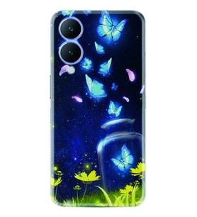 Vivo Y17S Kılıf Resimli Desenli Baskılı Silikon Flowers Fox 1309