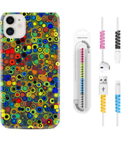 Apple iPhone 11 12 13 Mini Kılıf Kablo Koruma Spiral Silikon Nazar Boncukları 1746