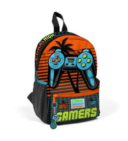 Minik Yuva Sırt Çantası Gri Turuncu Gamer Desenli İki Bölmeli 23546