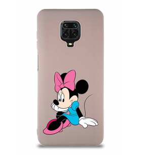 Xiaomi Redmi Note 9S Soft Premier Kapak Minnie Mouse-E Tasarımlı Silikon Kılıf - Pudra (Şeffaf)