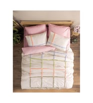 Cotton Box Puff Nakışlı Çift Kişilik Nevresim Takımı Insule Pudra GÜL KURUSU