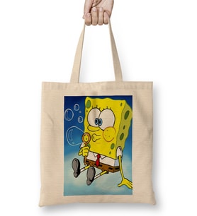 Sünger Bob Sponge Bob 06 Bez Çanta Uzun Saplı