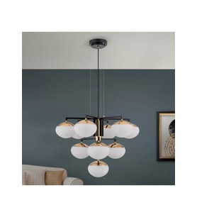 Ardelle 10'lu Şeker Top Başlıklı Avize RA-AVZ- 2497-68-51 (Siyah-Gold)