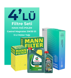 MANN Alfa Giulietta 1.6 Dizel 105 HP Filtre Bakım Seti Castrol Motor Yağlı (2010-2015) 4 Lü