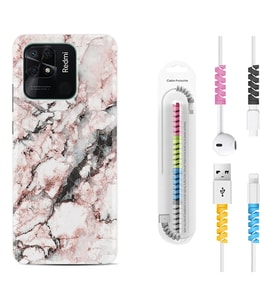Xiaomi Redmi Note 7 8 9 Pro 10 2022 10 Pro 10S Kılıf Kablo Koruma Spiral Silikon Colorfull Marble 2 1389