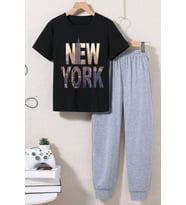 Çocuk New York Alt - Üst Eşofman Takımı (Siyah)