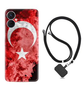 Tecno Spark 9T Kılıf Resimli Boyun Askılı İpli Desenli Silikon Şanlı Türk Bayrağı 3 1395