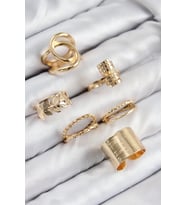 Pirinç Yaprak Model Gold Renk Kadın Yüzük Kombin Set (Altın)