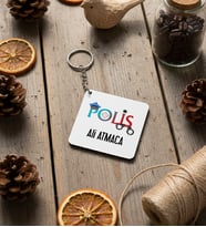 Kişiye Özel Polis Anahtarlık Polis Günü Hediyesi (Beyaz)