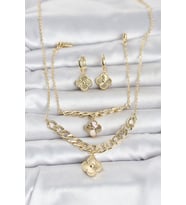 Gold Renk Pirinç Kolye Bileklik ve Küpe Seti 5886 - HPSBYI2509-4826
