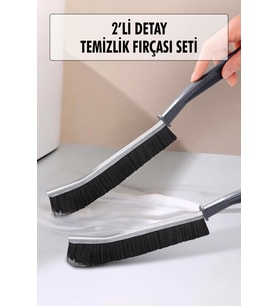 2 Li Çok Amaçlı Temizlik Fırçası & Derz Fırçası & Mutfak Banyo Temizlik Fırçası (Siyah)
