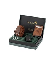 Polo Air Mıknatıslı Otomatik Mekanizmalı Cüzdan Örgü Esnek Kemer Çakmak Erkek Kombin Taba Renk CM-07-T (Taba - Kahverengi)