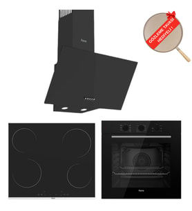 Ferre FlowArt Zeta Vitroseramik Elektrikli  Ankastre Set ( D086 Tuşlu +  MS261 + QBL62CS)