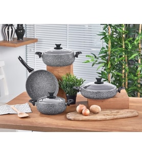 Mastercook Tombik 7 Parça Granit Tencere Seti Gri