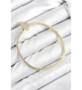 Pirinç Charm Zirkon Taşlı Taç Model Gold Renk Kadın Bileklik 5886 - SSSSSS5547-7976