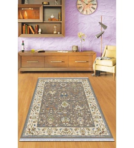Haki Çerçeveli Dokuma Pamuk Taban Kaymaz Kilim KLM023