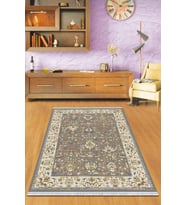 Haki Çerçeveli Dokuma Pamuk Taban Kaymaz Kilim KLM023