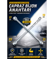 Moonshop Çapraz Bijon Anahtarı 17-19-21-23 mm – Ağır Hizmet Tipi Lastik Sökme Takma Anahtarı