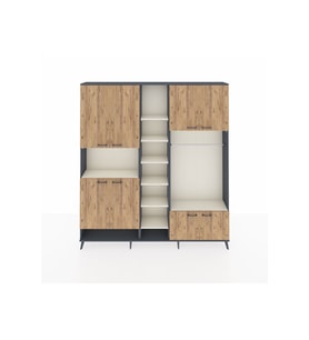 Arges Dolap 18 Raflı 8 Kapaklı Tek Askılı 220x30x243 Antrasit-Çam/Aytaşı