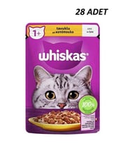 Whiskas Pouch Jöle Içerisinde Tavuklu Yetişkin Konserve Kedi Maması 85 Gr*28 Ade