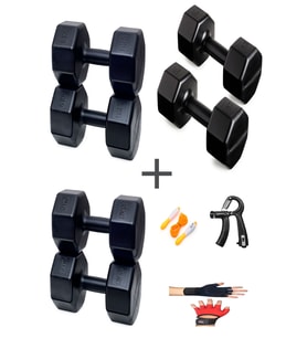 PS SPOR 3 ÇİFT DAMBIL SET 2 KG + 6 KG + 10 KG + ELDİVEN AYARLANABİLİR SAYAÇLI YAY VE ATLAMA İPİ