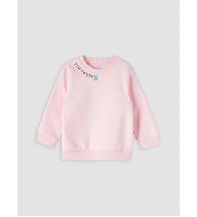 LC WAIKIKI Pembe Baskılı Kız Çocuk Kalın Sweatshirt