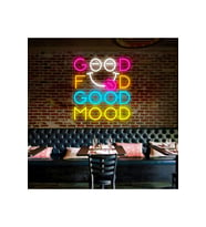 GOOD FOOD GOOD MOOD Yazılı ve Şekilli Neon Tabela