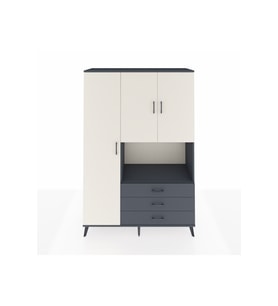 Hyperion Dolap 6 Raflı 3 Çekmeceli 3 Kapaklı 132x44x195 Antrasit-Aytaşı/Antrasit