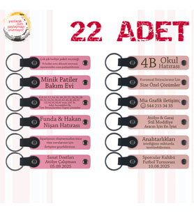 Pembe & Yavru Ağzı, 22’li Set, Tarih ve İsimli Deri Hatıra, Akraba Gecelerine Küçük Armağan