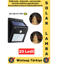Outdoor Dış Mekan Bahçe Aydınlatma Güneş Enerjili Hareket Sensörlü Gün Işığı 20 Ledli Solar Lamba