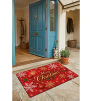 Valerine Life Kapı Önü Paspası 45x70cm iç Dış Mekan Yeni Yıl Ürünleri Noel Süsleri Kırmızı Noel Karı