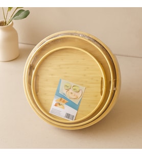 Bambu Ahşap Yuvarlak Tepsi Seti 30/35/38 cm (3'lü)
