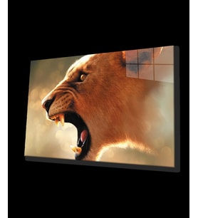 Aslan Hayvan Cam Tablo 4mm Dayanıklı Temperli Cam