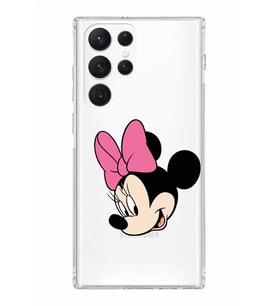 Samsung Galaxy S22 Ultra  Kamera Korumalı Kapak Minnie Mouse Tasarımlı  Şeffaf Kılıf