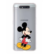 Samsung Galaxy A80  Kapak Mickey Mouse Tasarımlı Şeffaf Silikon Kılıf