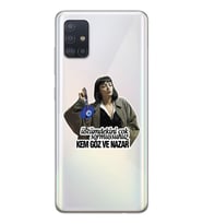Samsung Galaxy A71 Uyumlu Kem Göz ve Nazar Tasarımlı Şeffaf Telefon Kılıfı