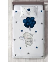 MEKTA HOME BEBEK VE ÇOCUK ODASI Filli Mavi Balon Desenli Yatak Örtüsü