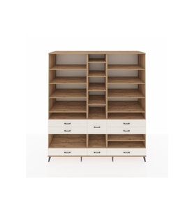 Kronos Dolap 19 Raflı 8 Çekmeceli  220x59x243 Çam-Çam/Aytaşı