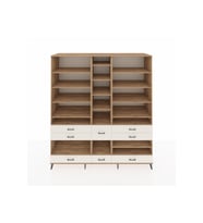 Kronos Dolap 19 Raflı 8 Çekmeceli  220x59x243 Çam-Çam/Aytaşı