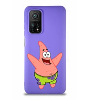 Xiaomi Mi 10T Pro Soft Premier Kapak Patrick Yıldız Tasarımlı Silikon Kılıf - Mor (Şeffaf)