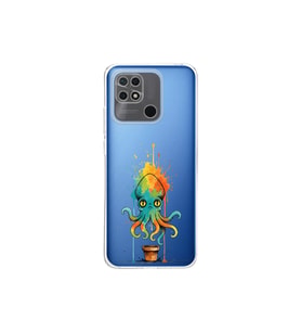Redmi 10C ile uyumlu Splash ahtapot tasarımlı şeffaf silikon kılıf