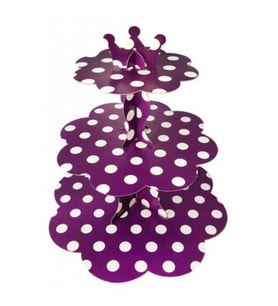 Cup cake standı puantiyeli karton mor pk:1-