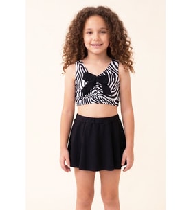Kız Çocuk 2'li Mayo Takımı Zebra Desenli ve Fiyonklu 7-12 Yaş 12695IS MODANINO
